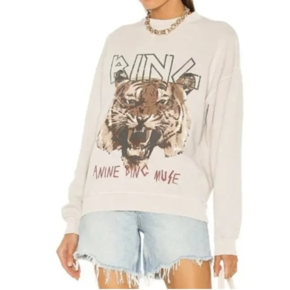 Anine Bing White Tiger Graphic Sweatshirt - Picture 2 of 9